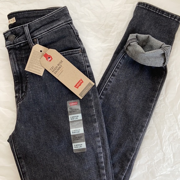 New Levi’s 721 high-rise skinny jeans high waisted black - Picture 6 of 10